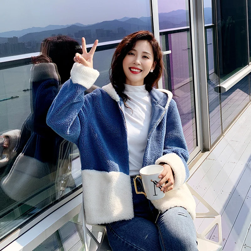 Осенне-зимнее новое пальто из искусственного меха, тонкая темпераментная шляпа Джокер, повседневные меховые куртки, Овечья бархатная шуба W1910