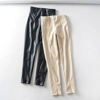 

Add Thin Velvet Faux Leather Trousers 2020 Spring Summer New Panties High Waist Light Ins Popular Style Tight Sexy Legging Pant