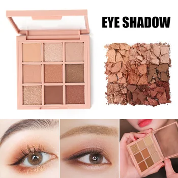 

Makeup Cosmetic Eyeshadow Palette Diamond Metallic Glitter 9 Color Nude Pigmented Mini Shadow Kit MH88