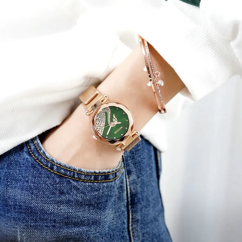 

Swan Hot Selling Online Celebrity Women's Quartz Watch Douyin Hot Sales-Lazy Watch Magnet Watch Strap Magnet Watch
