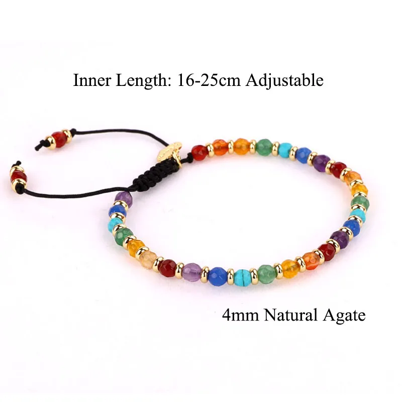 New Women Jewelry Bracelet 4mm Faceted Natural Stone Bead Adjustable Macrame Bracelet Lady Gift - Image 2