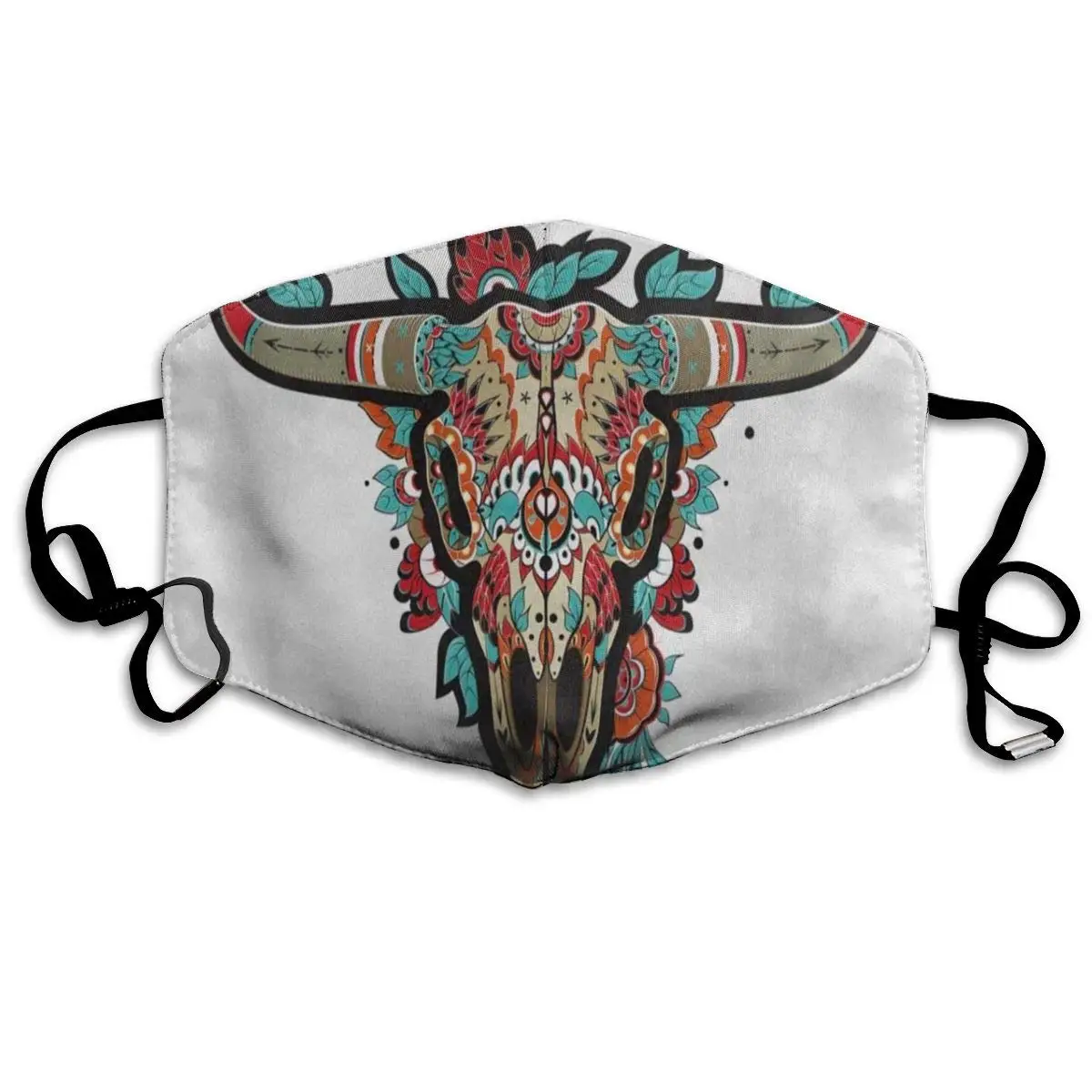 

Mexican Sugar Skull Aztec Tribal Hot Dust Mouth Mask Reusable Anti-Dust Face Mask Adjustable Earloop Skin Protection