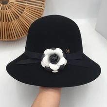 Новая шерстяная фетровая Рыбацкая шляпа, милые цветы, буквы, Панама, новая зимняя шапка для бассейна, французская