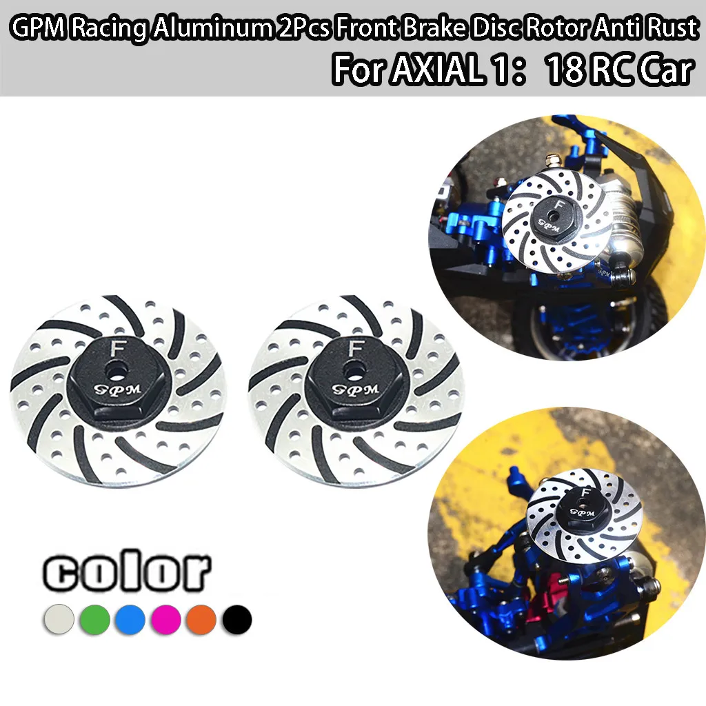 

2019 New GPM Racing Aluminum 2Pcs Front Brake Disc Rotor Anti Rust For AXIAL 1/18 RC Car