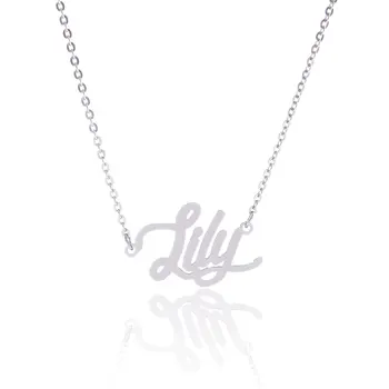 

Silver Color English Name Necklace Customized Nameplate Birthday Stainless Steel Engraving Gift Personalized Jewelry
