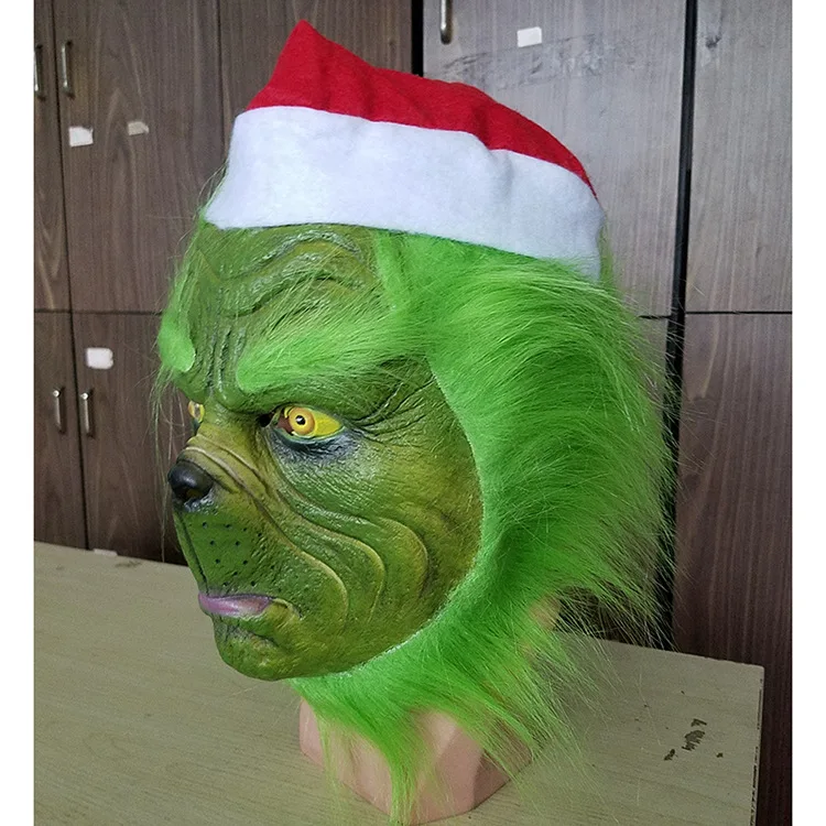 Веселая Рождественская Карнавальная маска Grinch, Вечерние Маски, Рождественская латексная маска на всю голову, костюм для взрослых, маска Grinch, реквизит