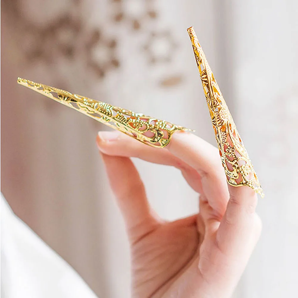 Ancient Antique Style Queen Nail Rings Hollow Knuckle Finger Ring Finger Tip Belly Dance Fashion Jewelry Accessories 5 Pcs finger ring jewelry accessories