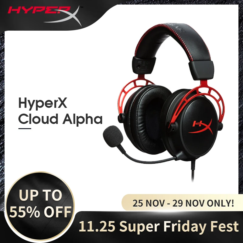 Оригинальная игровая гарнитура Kingston HyperX Cloud Alpha E-sports с микрофоном наушники для ПК