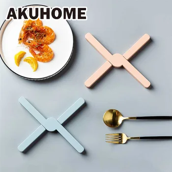 

Silicone Foldable Table Mats Creative Heat-resistant Placemats Non-slip Coaster Potholder Kitchen Tools Thicken Insulation Pad