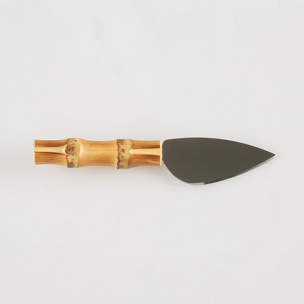 Stainless Steel Natural Bamboo Root Wooden Handle Fruit Dessert Toast Pizza Cream Butter Small Sharp Cutter Mini Cheese Knife