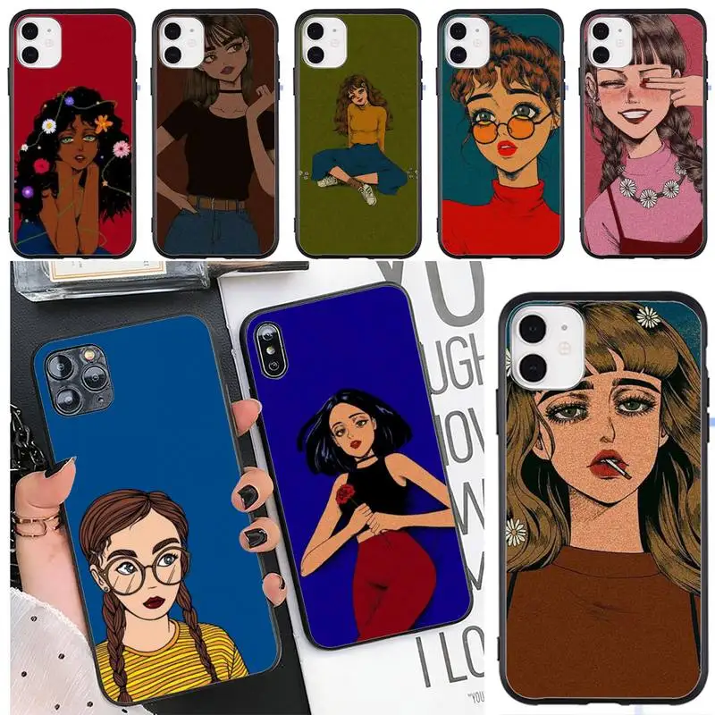 Tumblr Girls Art Phone Case For IPhone 11 12 Pro Max 6 6s 7 8 Plus XS XR 12mini Se 2020 | Мобильные телефоны и аксессуары