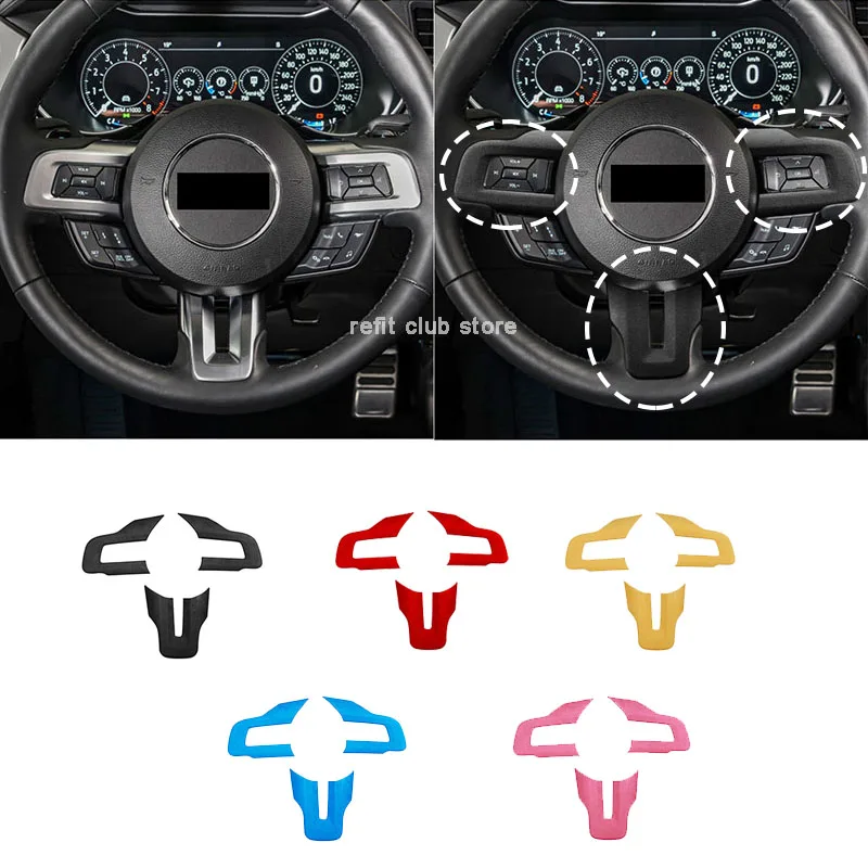 

Steering Wheel Decorative Patch Button Frame Strips Panel Stickers For Ford Mustang 2015-2021 Interior Modified Accessories