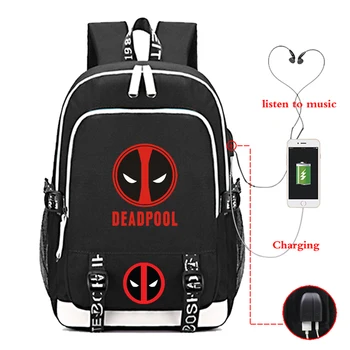

Super hero Mochila deadpool Backpack USB Charging back to School Bags For Teenage Girls Zipper Men's Travel Laptop Bookbag