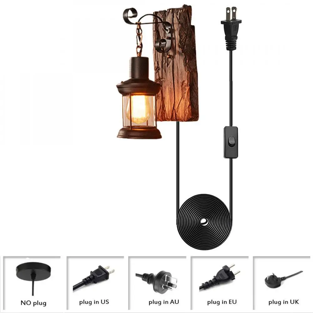 

Black Vintage Wall Light Fixtures Hardwired Plug In Industrial Glass Shade Lighting Rustic Wall Light Retro Metal Wall Sconce