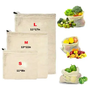 

1/6Pcs Reusable Mesh Produce Bags Grocery Fruit Vegetable Storage Shopping Eco