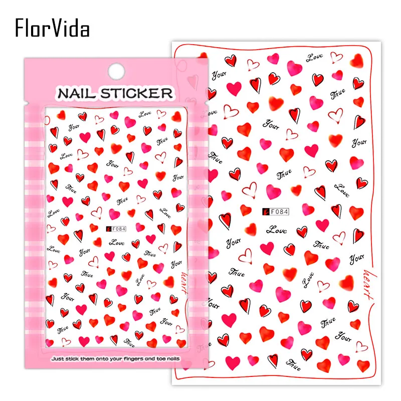 FlorVida 1 лист розовый Фламинго наклейки для ногтей милый кот наклейки для ногтей красочный цветочный дизайн Маргаритка на ногти наклейки