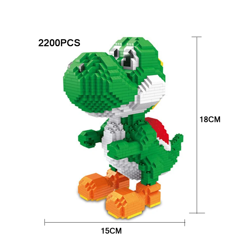 

Funny cartoon game image Nintendoes super Mario bros micro diamond building block dinosaur Yoshi nano bricks toys for gifts