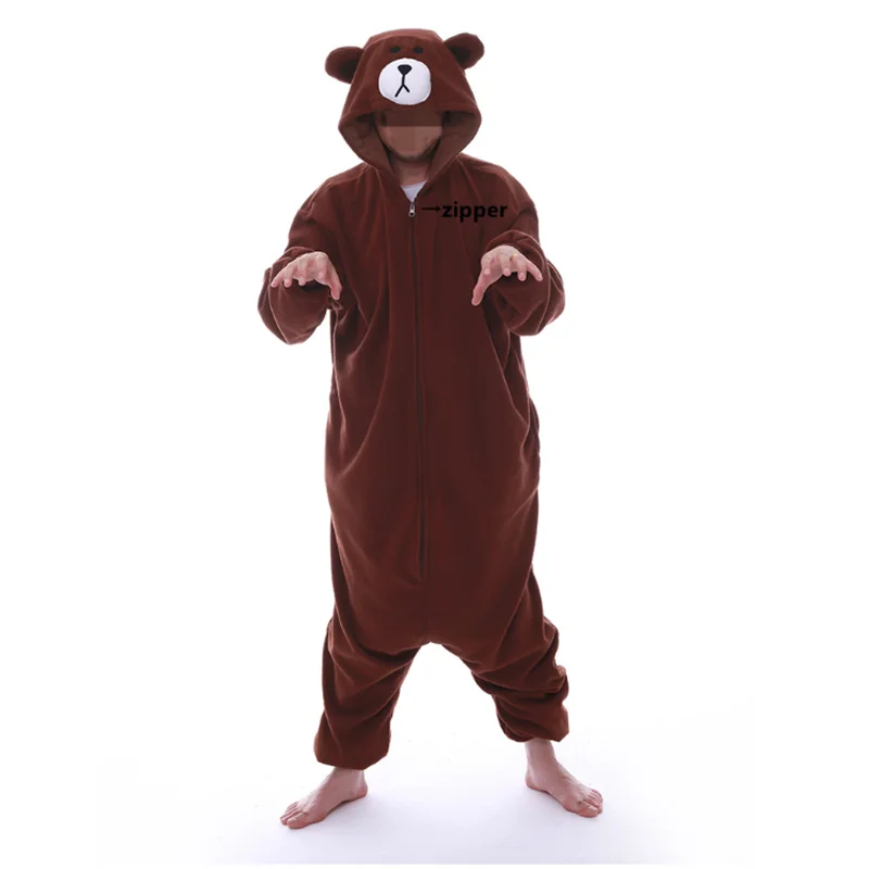 New Arrival XXL Adult Zipper Bear Kigurumi Onesies Pajamas Cartoon