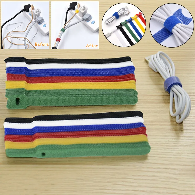50pcs Releasable Reusable Ties Hook And Loop Fastener Doublesided Tape