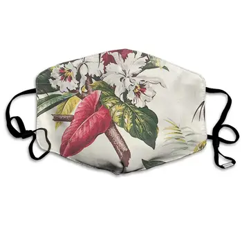 

Hollywood Tropical Washable Reusable Mask, Cotton Anti Dust Half Face Mouth Mask For Kids Teens Men Women With Adjustable Ear