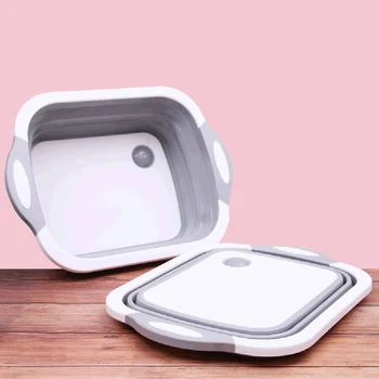 

Creativity Kitchen Cutting Board Collapsible Dish Tub Folding Cutting Board Washing Strainer Dry Rack Vegetable Basket 2020