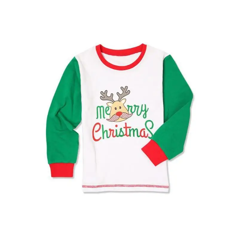 Christmas Printed Pajamas Set Family Matching Clothes T-shirt Pants Outfits Cartoon Stripe Housewear