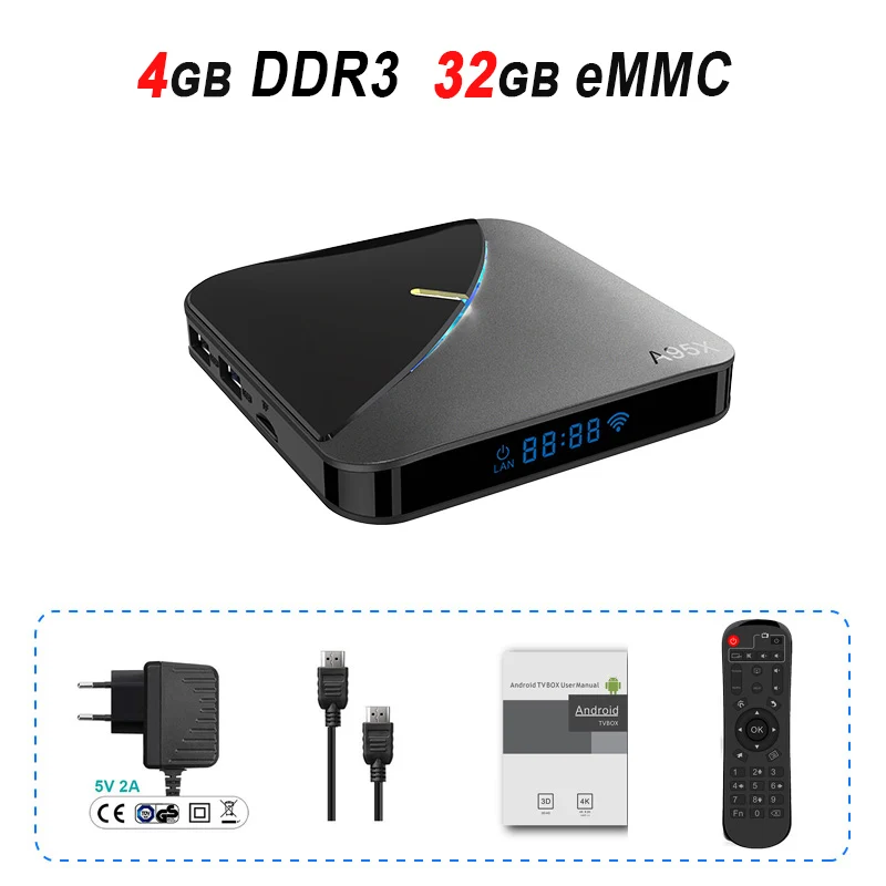 A95X F3 Air Smart tv Box Amlogic S905X3 Android 9,0 tv Box 4GB 64GB 2,4G 5G Wifi 8K RGB светильник медиаплеер 4K Netflix A95X Box - Цвет: 4GB 32GB