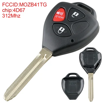 

312Mhz 3 Buttons Remote Car Key Fob with 4D67 Chip MOZB41TG Fit for Toyota 2007 - 2013
