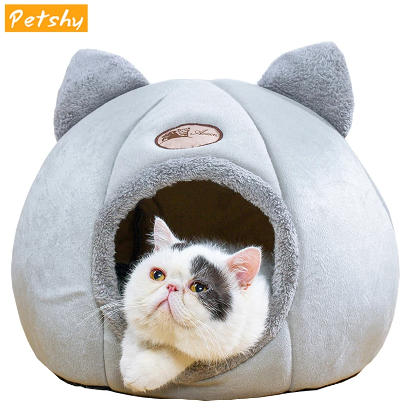 Petshy Милая ветрозащитная теплая хлопковая кровать для питомца кошки домик для щенка кошки гнездо питомника пещера маленькая средняя собака кошка диван подушка для сна