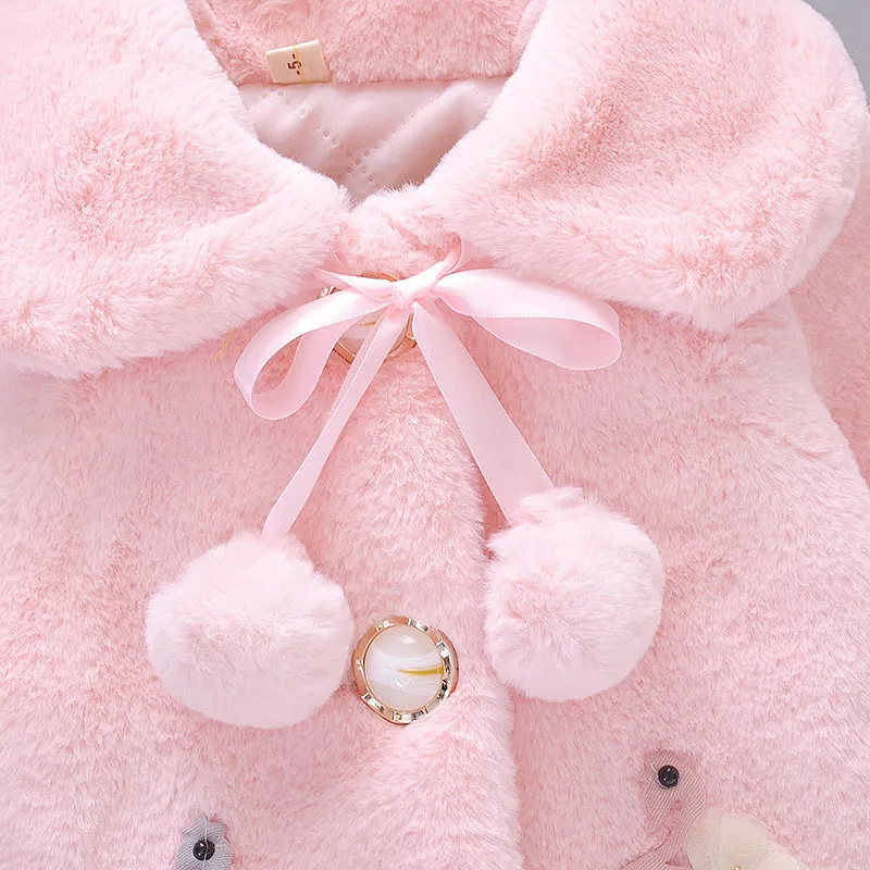 Dulce Amor Toddler Girl Winter Clothes Winter Jacket Girl Coat Baby Girl Clothes Fashion Cute Infant Swan Patch Outerwear Tops