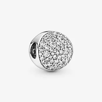 

100% 925 Sterling Silver Shining Labrador Round Pave Charm fit Original Pandora Bracelets Women Gift DIY Sterling Silver
