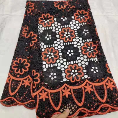 cotton Swiss voile lace fabric white and gold African dry cotton lace fabric with wonderful embroidery for dress CLL045 - Цвет: 6 as picture