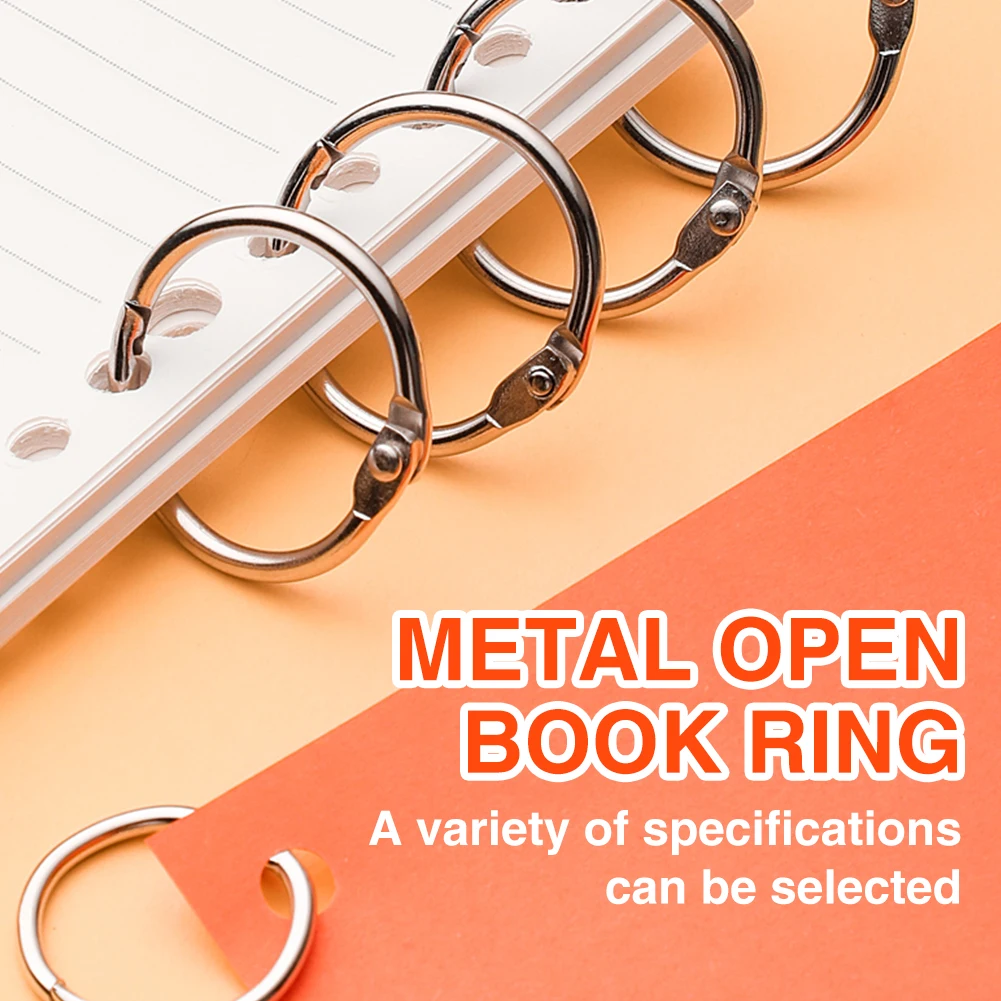 20-88mm Silver Metal Loose Leaf Book Binder Hinged Rings Keychain Album Scrapbook Craft Open Rings Office Binder Hoops 5-30Pc ring binder clips