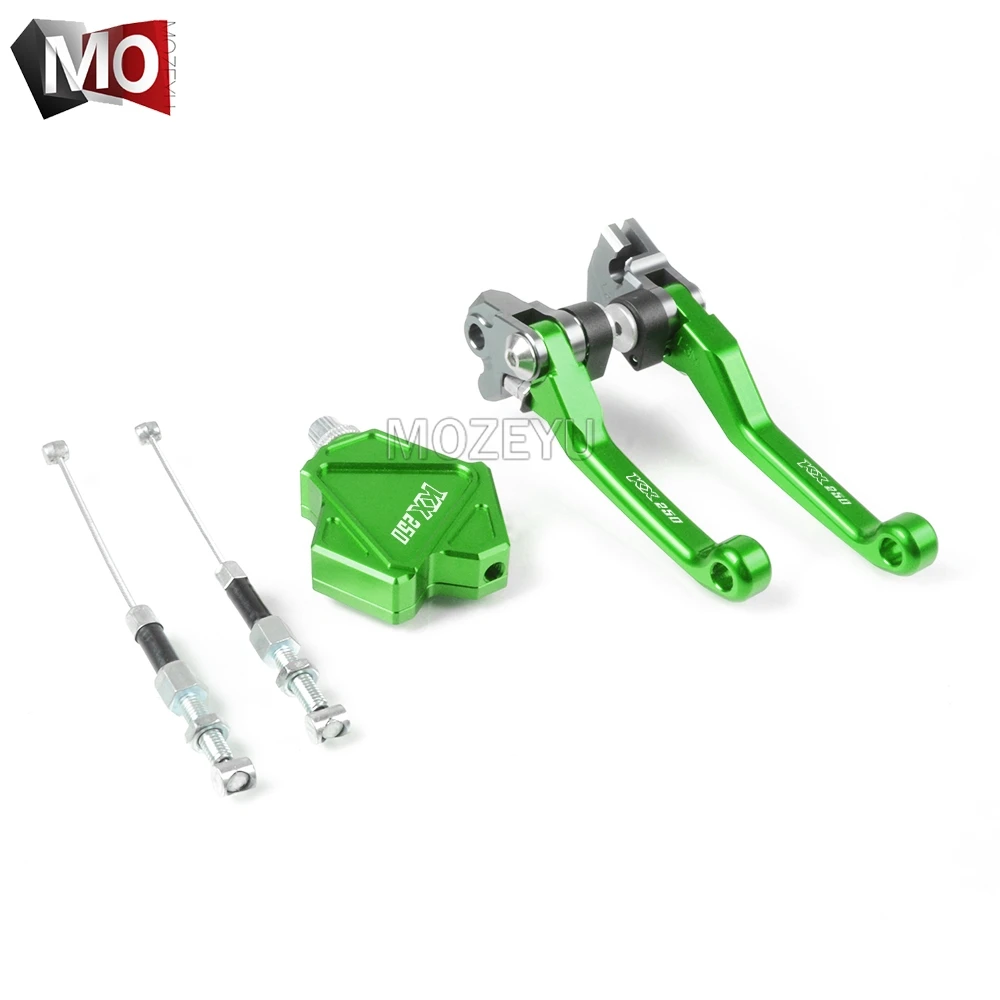 Для Kawasaki KX250 KX 250 2000-2004 2005-2008 Кроссовый ЧПУ поворотный тормозной рычаг сцепления трюк простая кабельная система DirtBike - Цвет: KX250 00-04 Green