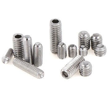 

50 Pcs/lot Stainless Hex Hexagon Socket Set Screw Headless Concave End M3 M4 2-35mm