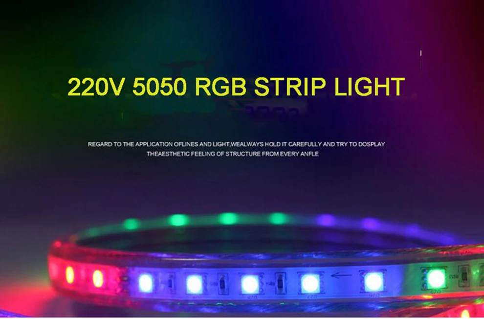 Гибкий светодиодный светильник с дистанционным управлением SMD 5050 RGB 220V 60 светодиодный/M IP67 16 цветов светодиодный светильник