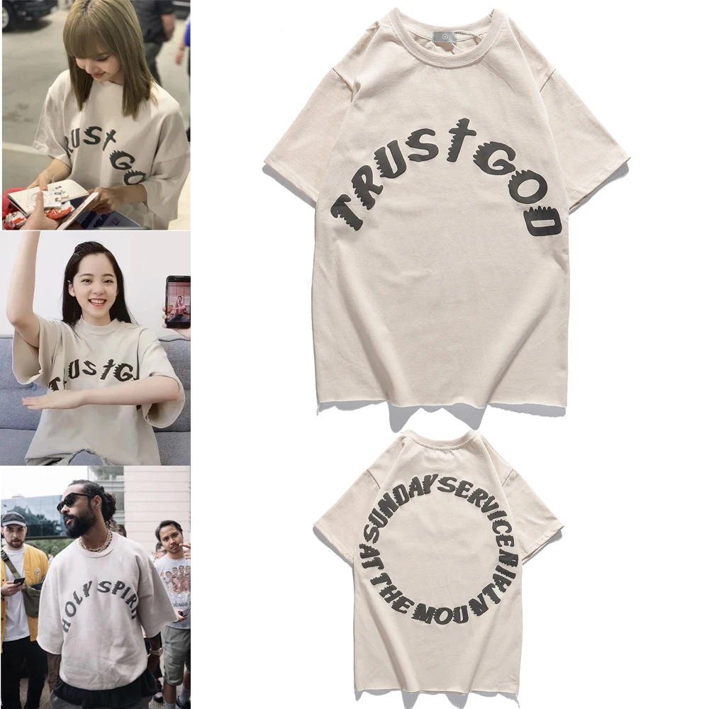 Футболка Kanye с надписью West TRUST GOD для мужчин и женщин хлопковая тенниска в стиле