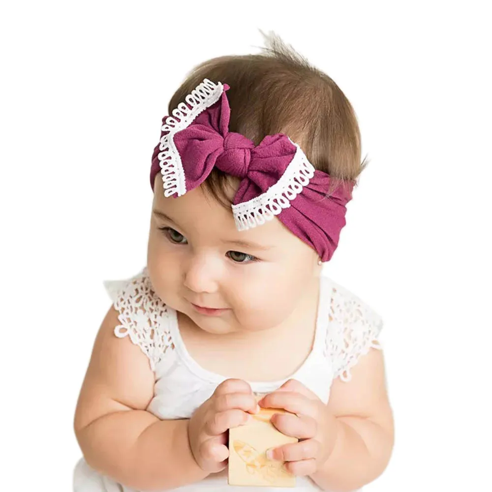 2020 Brand New Newborn Toddler Baby Girls Baby Bow Lace Elastic Hair Headband Hair Accessories Baby Gifts