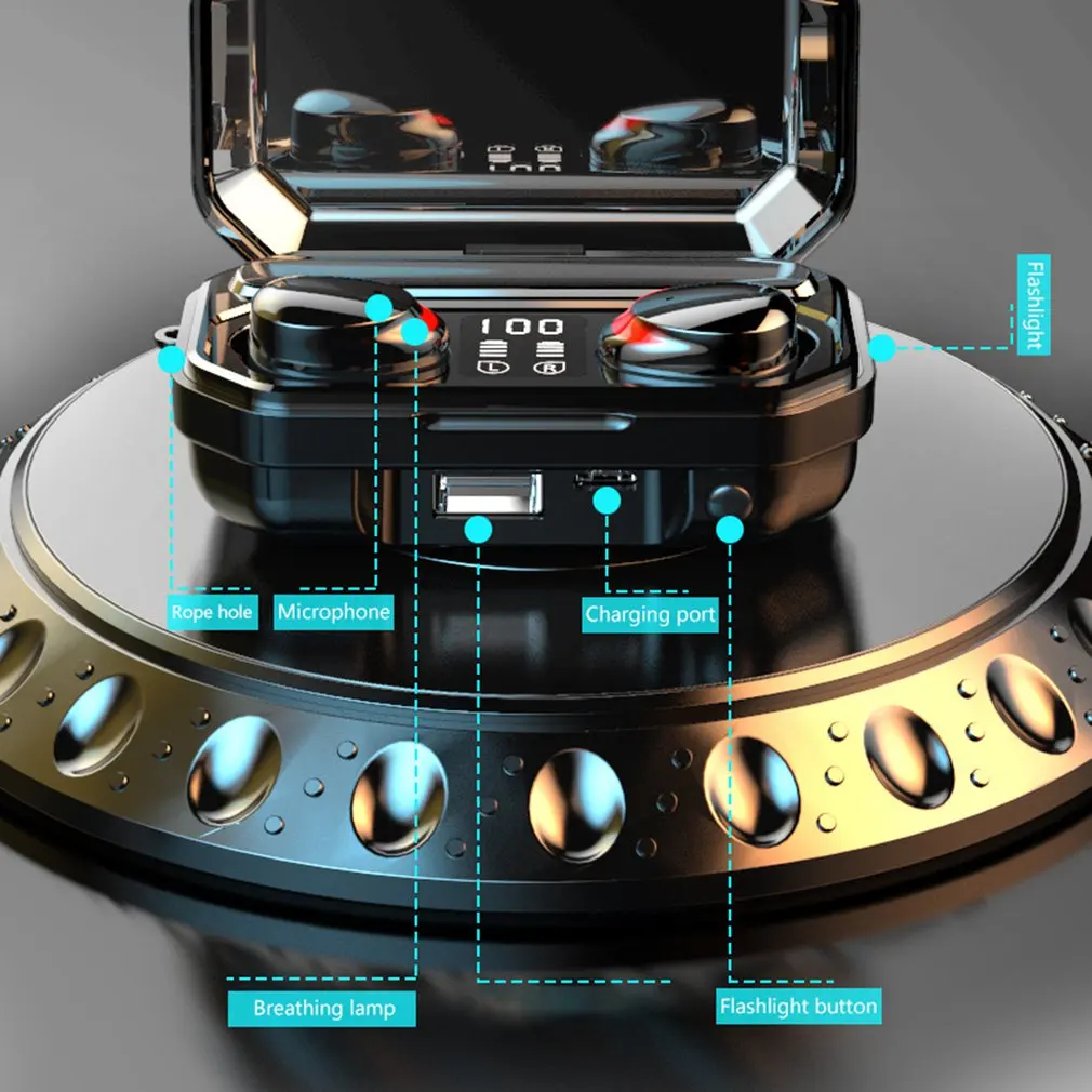 M15 Digital Headphones Wireless Binaural Headset With Battery Display Sports Business Call Wireless Headset