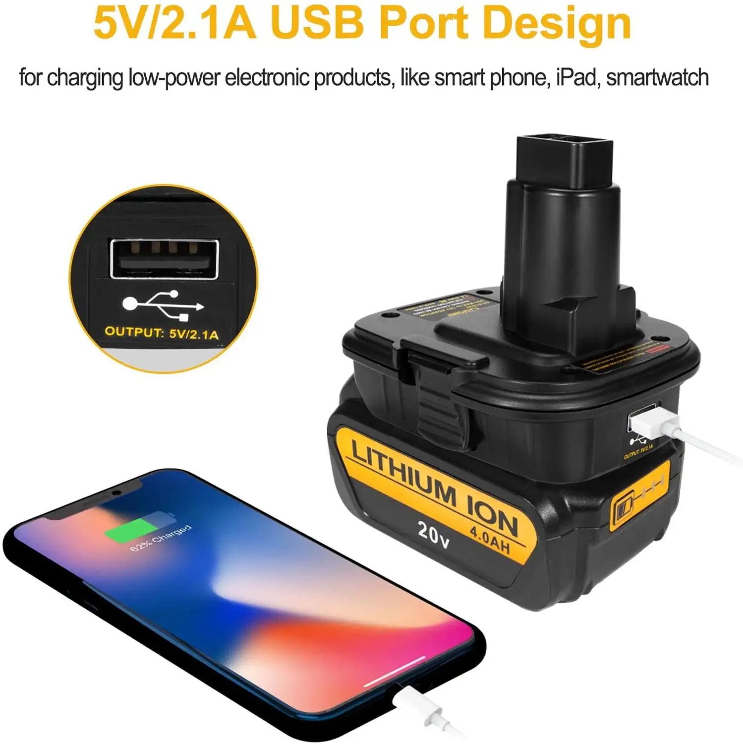 

DM18RL Battery Converter Adapter USB DM20ROB For RYOBI Convert DEWALT 20V Milwaukee M18 to 18V Battery Adapter