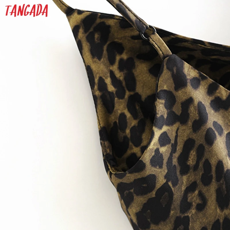 Tangada модное женское платье миди с леопардовым принтом, без рукавов, на бретелях, регулируемое эластичное винтажное, женские сексуальные платья для вечеринок 3H74