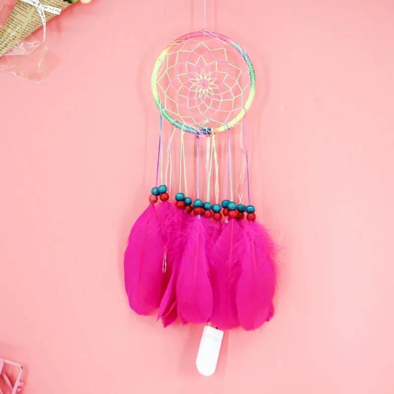 Handmade Indian Dreamcatcher Net Feather Tail Dream Catcher Feather Crafts Wind Chimes for Wall Hanging Car Home Decor