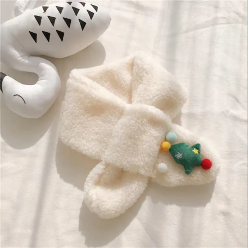 Рождественский подарок, милый теплый маленький шарф для мальчиков и девочек, однотонный теплый мягкий шарф на осень и зиму с рисунком