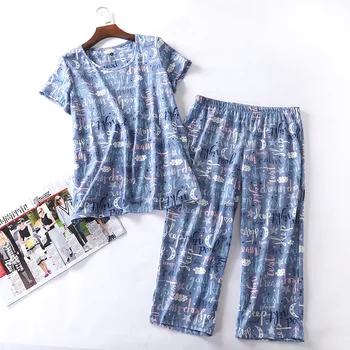 

Cute Pajamas for Women Cotton Home Suit Pyjamas Women 2020 Sleepwear Set Nightie Female Summer Set Home Wear Women Pijama Set