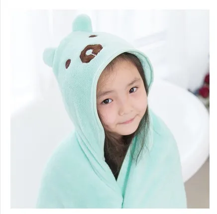 Cyan bear Детская накидка с мультяшными животными, Детская накидка, детское банное полотенце, детское полотенце, детское одеяло, Пляжная накидка, полотенце, Детская банная накидка - Цвет: Cyan bear