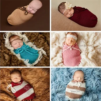 

Baby Photography Props Newborn Photography Wraps Handmade Crochet Knitted Sleeping Bag Baby Photo Props Accessories 0-3month