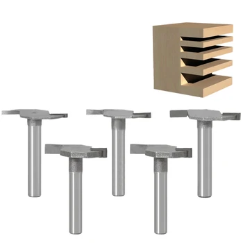 

5PC/Set 1/4 Inch Shank Milling Cutter Wood Carving T Type Slotting Cutter Router Bits Woodworking T-Slot Woodworking Tool