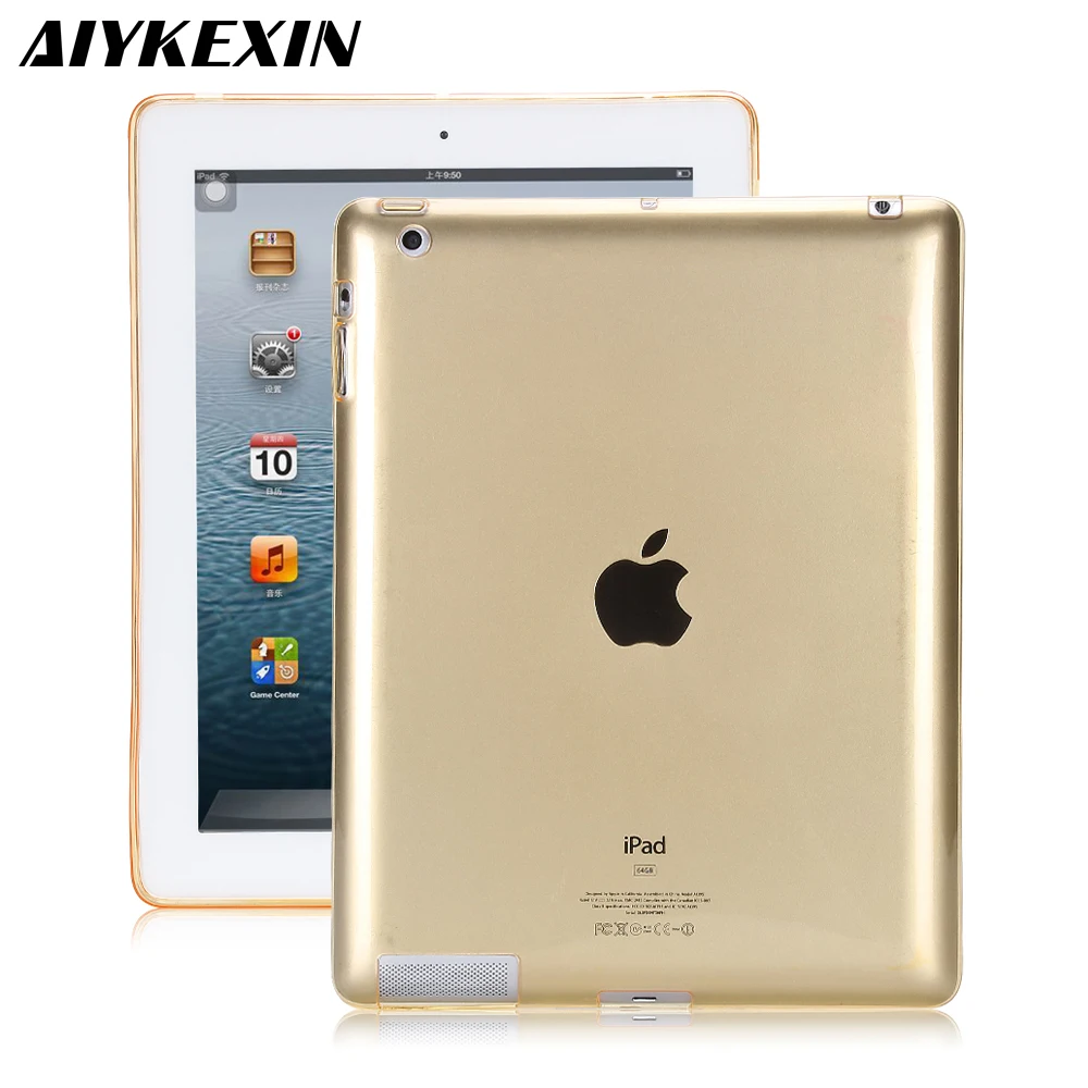 AIYKEXIN для iPad 2 3 чехол силиконовый мягкий из ТПУ 4 прозрачная тонкая задняя крышка