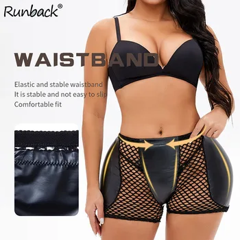 

Pad Waist Trainer Body Shaper PU Leather Butt Lifter Mesh Sexy Tummy Control Panties Slimming Underwear Modeling Strap Shapewear