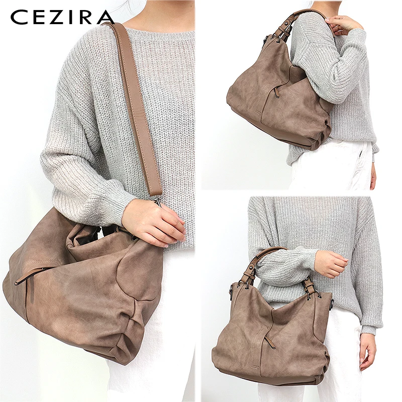 CEZIRA, брендовые Большие женские кожаные сумки, высокое качество, женские Сумки из искусственной кожи, сумки на плечо, твердые карманы, женские сумки-тоут, сумки-мессенджеры